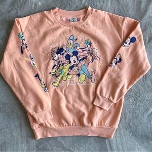 Mickey and Friends Orange Crewneck Sweatshirt Size Small